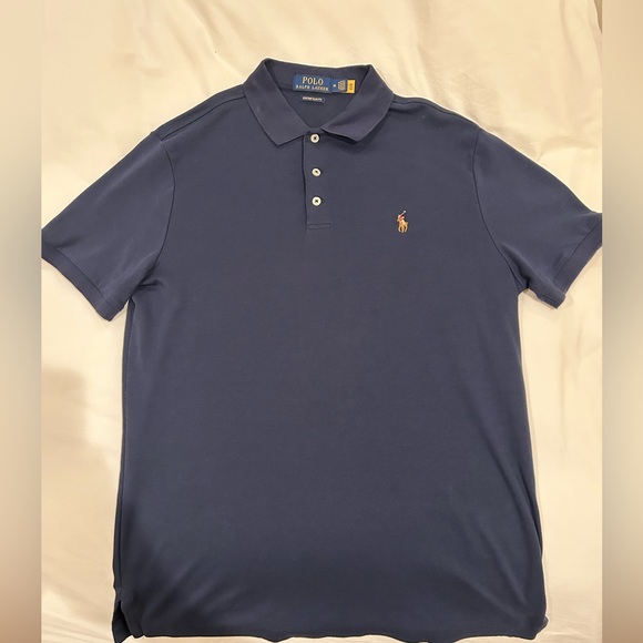 2023 Ralph Lauren custom slim fit soft cotton polo. Navy. Medium. - Picture 3 of 4